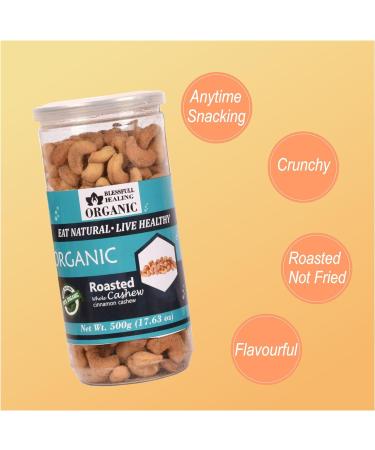 Blessfull Healing Organic Natural Vegan Cinnamon Roasted Whole Cashew Nuts Crunchy Kaju 500 Gram - Buy Online on GoSupps.com