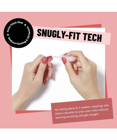 Veda Rose Pink Short Square Press on Nails - 24 Pcs with Nail Glue and Tools - Buy Online on GoSupps.com