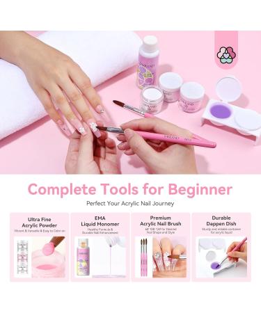Saviland Acrylic Nail Kit for Beginners: Keratin Acrylic Powder Castor Oil Vitamin E Pure EMA Monomer Liquid Brush Clippers Nail Lamp Complete Tools Everything 100 Nail Tips Practice Home Starters only with nail lamp - Buy Online on GoSupps.com