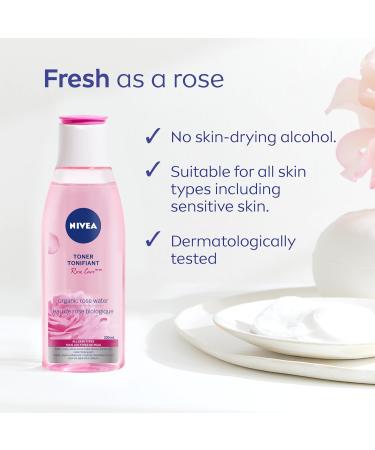 NIVEA Rose Care Face Toner for All Skin Types Rose Water for Face Tones and Refines Pores Rose Water Toner With No Drying Alcohol Dermatologically-Tested Skin Care 200mL Transparent - Buy Online on GoSupps.com