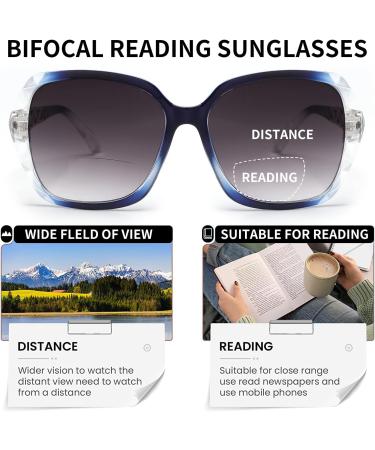 Shop JM Bifocal Reading Sunglasses for Women - Oversized UV Protection Sun Readers with Clear Blue Lenses (2.5x) - Buy Online on GoSupps.com