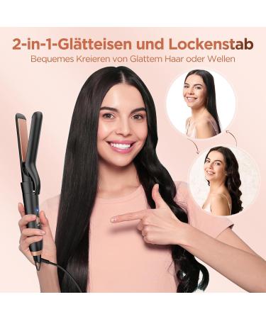 5-in-1 Lockenstab: 3 Barrel Hair Curler with Adjustable Temperature Smoothing Iron & Accessories - Red Gold - Buy Online on GoSupps.com