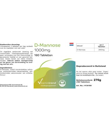 D-Mannose 1000mg - 180 Tablets - vegan - high dosage | Vitamintrend  - Buy Online on GoSupps.com