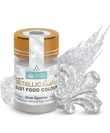 Squires Kitchen Designer Metallic Lustre Dust Silver Sparkle 5g - High-quality edible silver lustre for stunning cake decorations - Buy Online on GoSupps.com