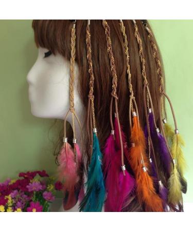 Binnan 6-Piece Colorful Feather Hair Extensions Clip - Boho Hair Accessories for Women - Buy Online on GoSupps.com