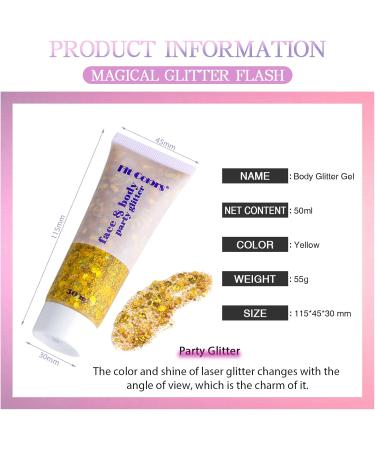 Sunnylisa Body Glitter Gel - Mermaid Sequin Sparkling Makeup with Brushes for Festivals & Parties - Buy Online on GoSupps.com