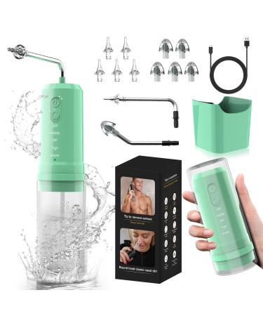 Ear Wax Removal 2 in 1 Electric Ear Cleaning Kit with 4 Pressure Modes Portable Water Powered Ear Cleaner with Basin and Nasal Nozzles Ear Irrigation Flushing System for Adults and Kids Green