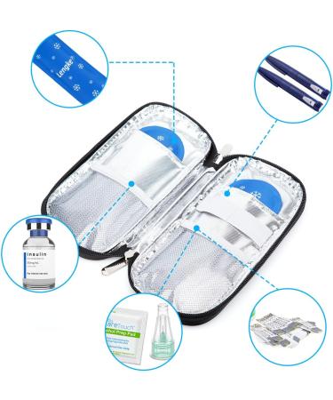 Youshares Insulin Cooling Bag - Diabetic Case with 2 Nylon Cooling Packs Black - Keep Insulin Safe & Cold for Diabetics - Buy Online on GoSupps.com
