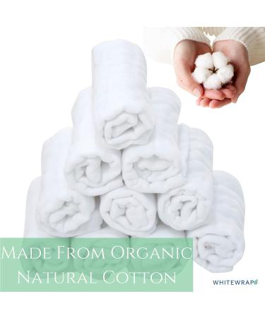 WHITEWRAP Muslin Washcloths 12x12 10-Pack - 100% Organic Cotton Soft Baby Towel Set - Buy Online on GoSupps.com