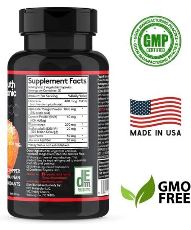 Natural Appetite Suppressant for Weight Loss - 1000mg Apple Cider Vinegar Pills with Glucomannan, Chromium, DE111 Probiotic - 60 Veggie Capsules - Buy Online on GoSupps.com