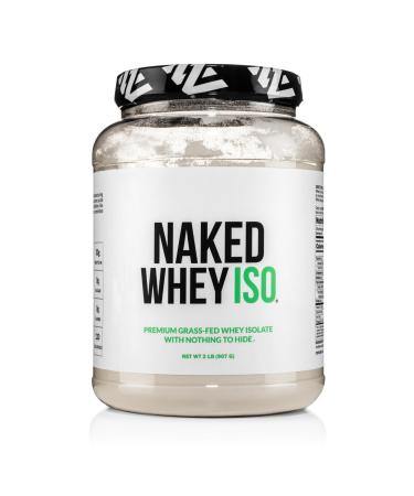 NAKED Whey Isolate Protein - Only 2 Ingredients 30g Grass-Fed Protein Zero Carb Unflavored Undenatured Non-GMO No Soy Gluten-Free No Preservatives - 28 Servings