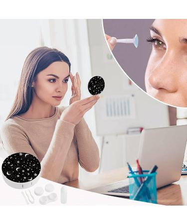 Buy Bagea-Ka Black & White Moon Star Pattern Contact Lens Case | Eye Care Kit with Tweezers Mirror & Solution Bottle - Perfect for Travel & Home - Buy Online on GoSupps.com