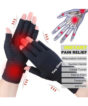 Compression Gloves for Arthritis Pain Relief - Copper Infused, Fingerless Design for Carpal Tunnel Support - 2 Pairs Pack (Small/Medium) - Buy Online on GoSupps.com