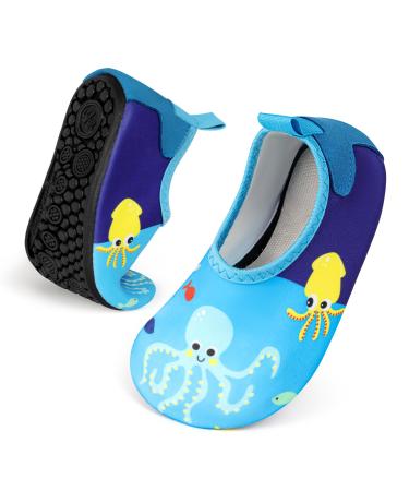 Comfyouth bathing shoes water shoes children fast drying swimming shoes aquasque boy girls summer slippery beach shoes 24/25 eu blue octopus