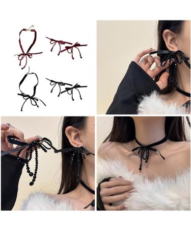 Southjieling Gothic Band with Fly Necklace & Earrings Set | Crystal Pearls Choker & Fashionable Loop Earrings for Women - Black - Buy Online on GoSupps.com