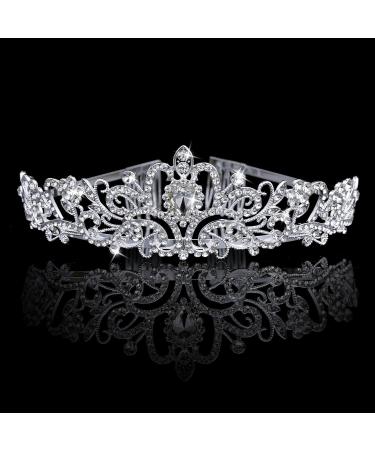 Crystal Tiara Crown for Women & Girls - Perfect for Birthday, Halloween, Bride, Wedding - Silver Style A - Buy Online on GoSupps.com