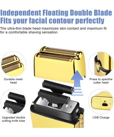 Foil Shaver for Men - Professional Double Electric Trimmer Cordless Rechargeable Gold Razor | International Shipping - Buy Online on GoSupps.com