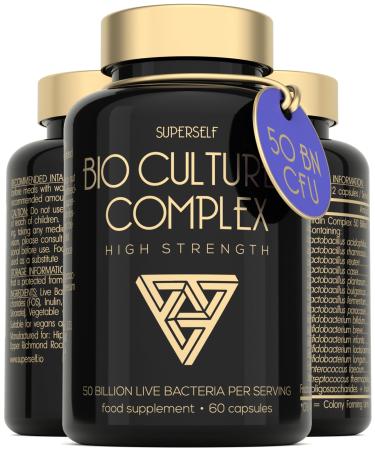 Probiotics Complex 50 Billion CFU - Bio Cultures Probiotics for Gut Health - Vegan Probiotic Supplements for Women Men Adults - 60 Acid-Resistant Capsules - 15 Strains with Prebiotics & Acidophilus