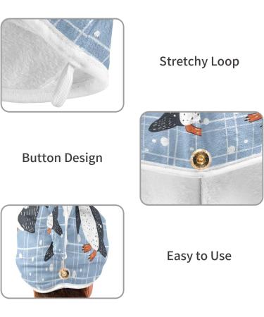 Cute Funny Penguins Hair Towel 2 Pack | Super Absorbent Quick Dry Hair Turbans for Women & Girls - Perfect for Travel - Buy Online on GoSupps.com