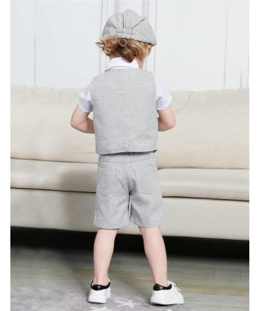 Mint Green 4pcs Baby Boy Gentleman Suit Set | Shirt, Bowtie, Waistcoat, Trousers, Hat | Size 4-5 Years Grey - Buy Online on GoSupps.com