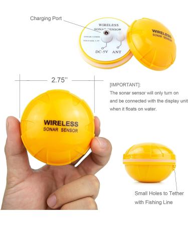 Venterior Portable Rechargeable Fish Finder with Wireless Sonar Sensor - Color LCD Display - Fish Size, Depth, Water Temperature - Bottom Contour Detection - Black - Buy Online on GoSupps.com