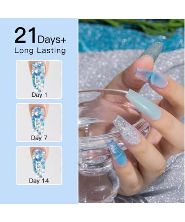 ROSALIND Blue Poly Nail Gel Set - 6 PCS Nail Extensions Gel, Clear Glitter Jelly Poly Nails, White Blue Sparkle Art - 15ML - Buy Online on GoSupps.com