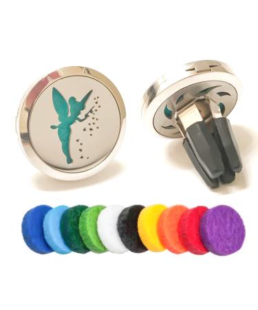 Tinkerbell Fairy Car Air Freshener Diffuser Vent Clip Locket Aromatherapy Essential Oils Great for Travel Pads Included