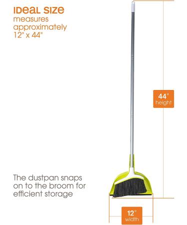 Casabella Basics 2-Piece Angled Broom and Dustpan Set - Silver/Green | Cleaning Set - Buy Online on GoSupps.com