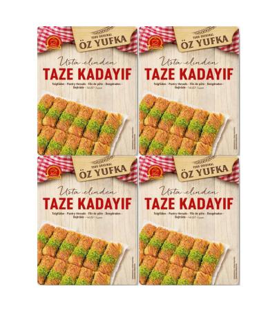 PUFAI 4 Rolls Fresh Angel Hair Pastry Yarn Kataifi Kadayif Shredded Fillo Pastry Dough Kadaifi Taze Kadayif for Chocolate Dubai 400g