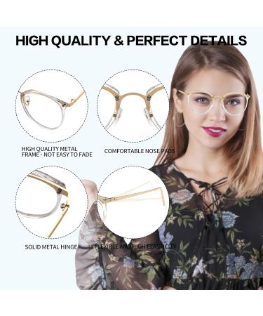 Kaeoisfu Retro Round Reading Glasses for Men & Women | Metal Full Frame Anti Blue Light & Anti Glare | 3.0 Diopter - Buy Online on GoSupps.com