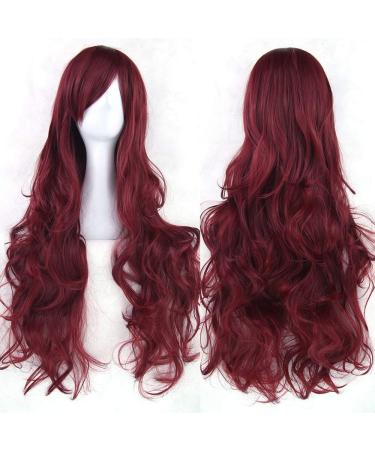 LFMDJF 20colors Long Curly Hair Orange Brown Wigs Heat Resistant Synthetic Hair Accessories Party Wig for Women 32inches Bug P1B/27