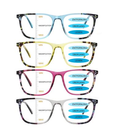 COJWIS 4 Pack Progressive Multifocal Reading Classes Men Men Blue Light Filter Glasses Party glasses Computer glasses Reading Help Blue Light Blass 4 Color 2.5 X