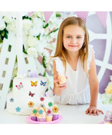 Caromoriber House 100 Pack Edible Butterfly Cupcake Toppers Wafer Paper Cake Dessert Toppers Edible Flowers and Butterflies for Cakes 3D Cake Butterfly Topper for for Birthday Party - Buy Online on GoSupps.com