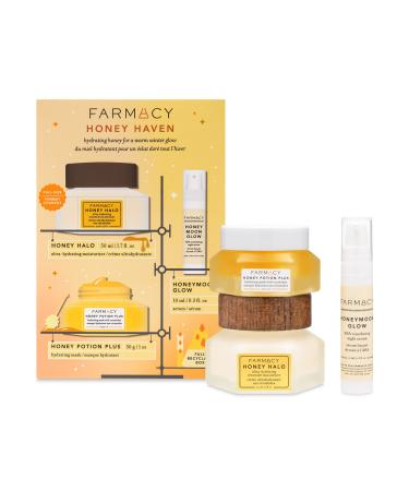 Farmacy Honey Haven Hydration Kit - Skincare Gift Set Including Honey Halo Moisturizer, Honey Potion Plus Face Mask & Honeymoon Glow Serum 90 ml