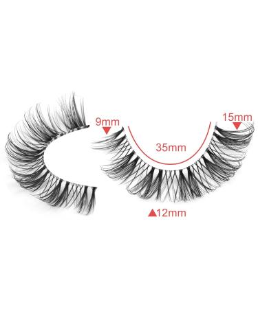 False Eyelashes 10 Pairs 15MM Cat Eye Faux Mink Lashes - 8D Wispy Extension Pack for Natural Look - Reusable Cruelty Free Soft Clear Band - Buy Online on GoSupps.com