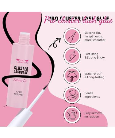 Cluster Lash Glue 7ml Black - DIY Eyelash Extension Adhesive for Super Strong Hold, Waterproof, Latex-Free - Buy Online on GoSupps.com
