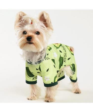 Dog Pajamas Kiwi Puppy Apparel Doggie Onesies Pet Clothes Cat Pjs for Small Dog Boy Girl X-Small Avocado