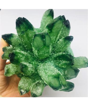 500-600g Natural Crystal Green Beautiful Flame Halo Quartz Crystal Cluster Specimen yuebang Reiki Crystal Stone (Size : 300-400)