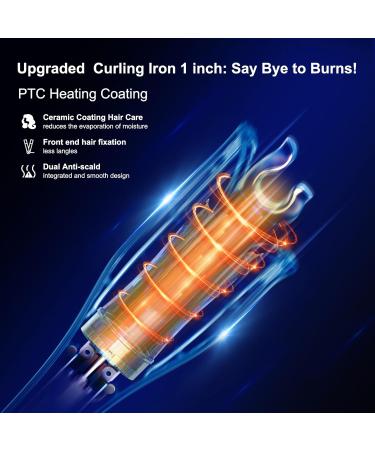 Rotating 1 Inch Curling Iron | Dual Voltage Beach Waver | 4 Temperature Settings | Anti-Scald Fast Heating for Long & Medium Hair - Buy Online on GoSupps.com
