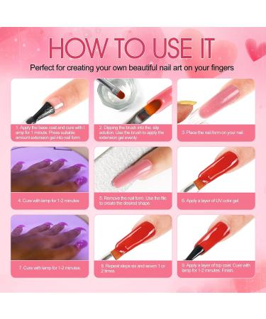 Coscelia Poly Nail Gel Kit with UV Light - 6pcs Poly Extension Gel, U V Gel Glitter Builder Nail Gel, Slip Solution, Quick Building, Strengthening Nail Enhancement Starter Kit - Color A5 - Buy Online on GoSupps.com