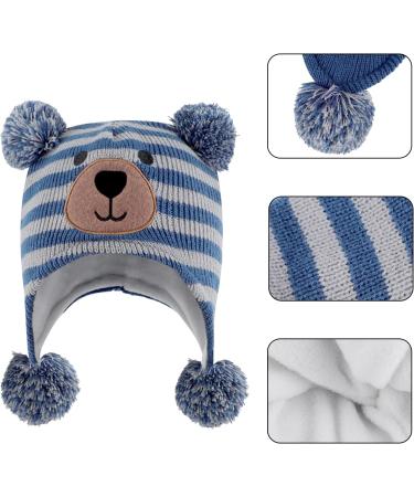 KAKU NANU Toddler Winter Hat with Double Pom Pom | Fleece Lined Beanie for Boys & Girls 1-2 Years | Blue-Grey - Buy Online on GoSupps.com