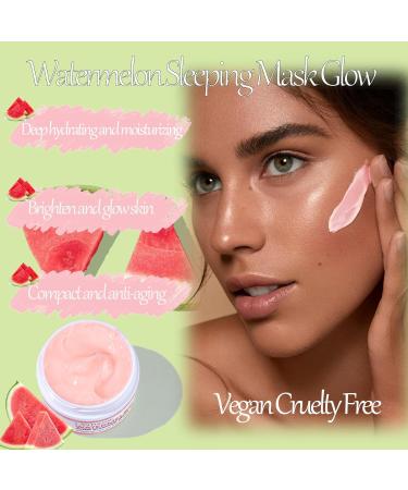 Watermelon Glow Sleeping Mask Cream - Hyaluronic Acid to Repair Skin - Make Skin Soft Smooth and Glowing - Watermelon Hydrating Face Mask to Deep Hydration - Help Minimize the Appearance of Pores - Buy Online on GoSupps.com