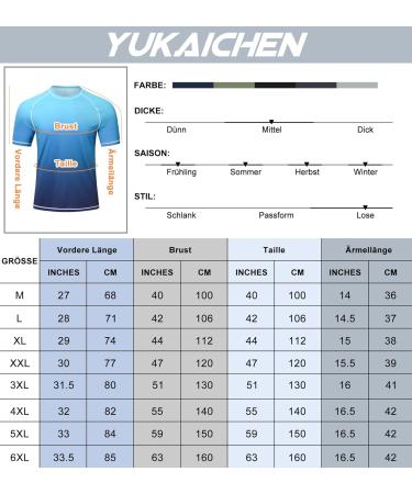 Yukaichen Men's Rashguard - Fast-Drying Breathable Short Sleeve Swimming Shirt - Water Sports T-Shirt in L Color Gradient Blue - Buy Online on GoSupps.com