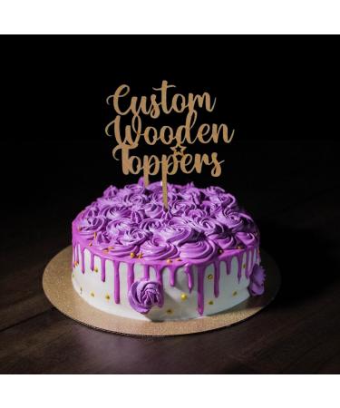 Wooden Cake Topper | Any Message | Personalised Cake Toppers | Happy Birthday Anniversary Baby Shower and Wedding Toppers | 3.6mm Plywood by 3 LITTLE DESSERTS - Buy Online on GoSupps.com