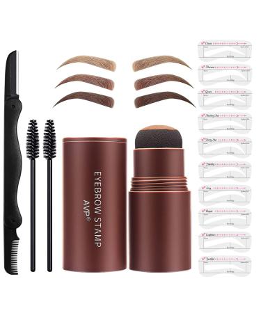 Eyebrow Stamp Stencil Kit For Perfect Eyebrow Makeup Long-lasting Eyebrow Stencil And Stamp Kit For Beginners (Light Brown)