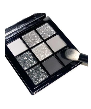 Palette de fards paupi res fum s 9 couleurs noir gris fonc palette de fards paupi res longue dur e imperm able hautement pigment e noir blanc argent palette pour femme avec miroir blanc/noir