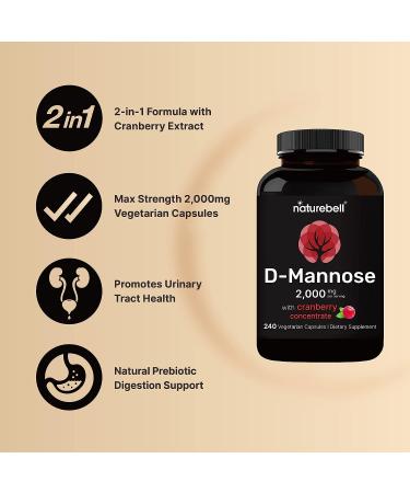D-Mannose with Cranberry 1000mg - 200 Capsules - UT Cleanse & Prostate Health Support - Buy Online on GoSupps.com
