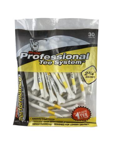 Pride Performance Professional Tee System Plastic Golf Tees (30 Count) , Yellow, 2-3/4 Inch