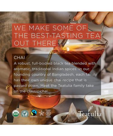 Teatulia Organic Masala Chai Tea - 96 Compostable Whole-Leaf Pyramid Bags | Black Tea & Spices Blend - Buy Online on GoSupps.com