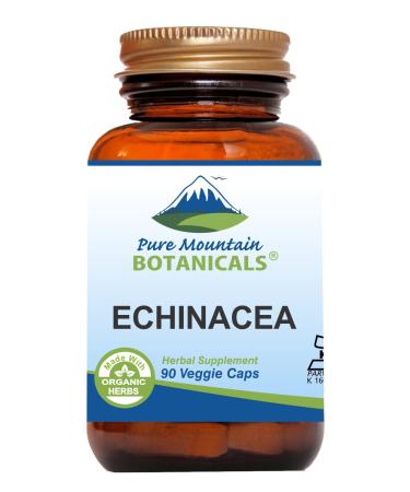 Pure Mountain Botanicals Echinacea Capsules Supplement - Kosher Vegan Caps with 420mg Organic Echinacea Root
